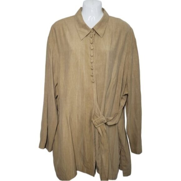 Joseph Ribkoff Bronze Tan Wrap Tunic Blouse Long Sleeve Top Plus Size - Picture 13 of 13